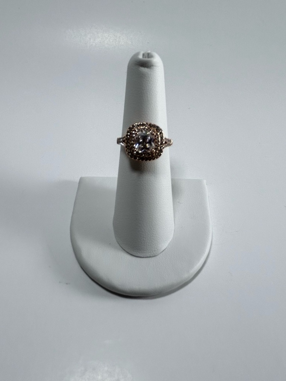 Rose Gold Halo Ring with Center Stone Size 7 - Picture 7 of 11